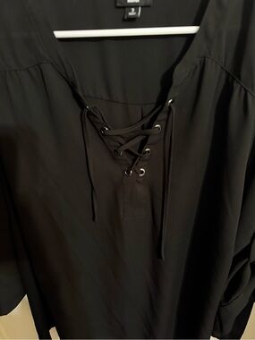 Torrid Black Lace-Up Harper blouse